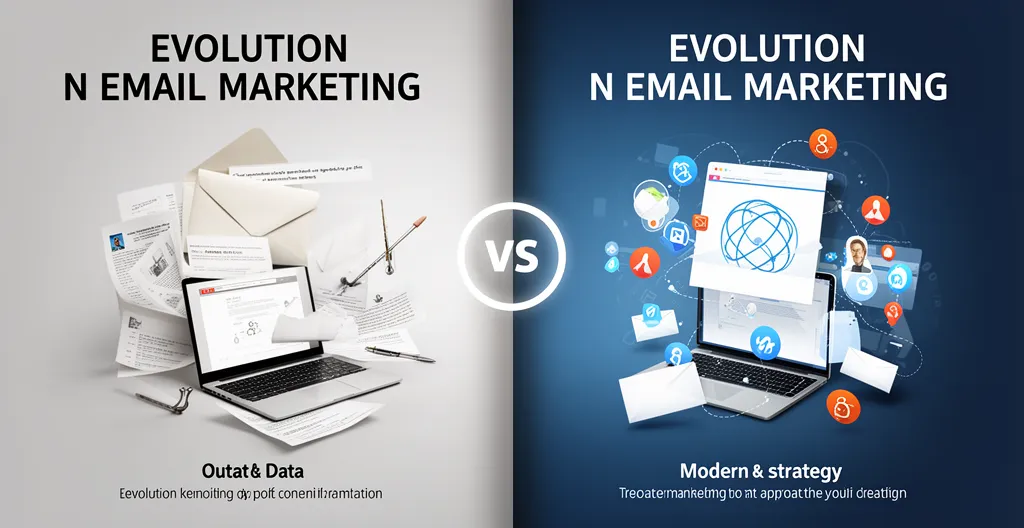 Split composition showing contrast between generic mass email approach and targeted segmented campaigns in British business setting