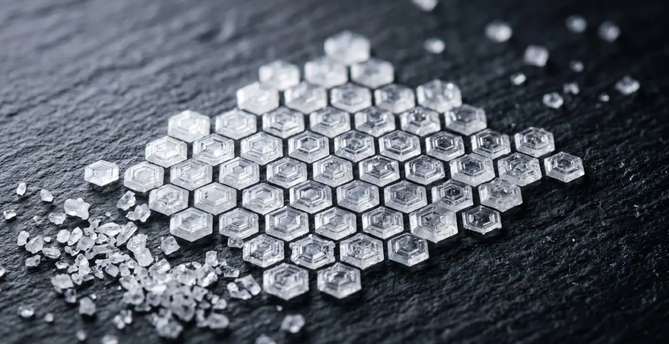 Macro photograph of clean organized data structure represented through geometric patterns